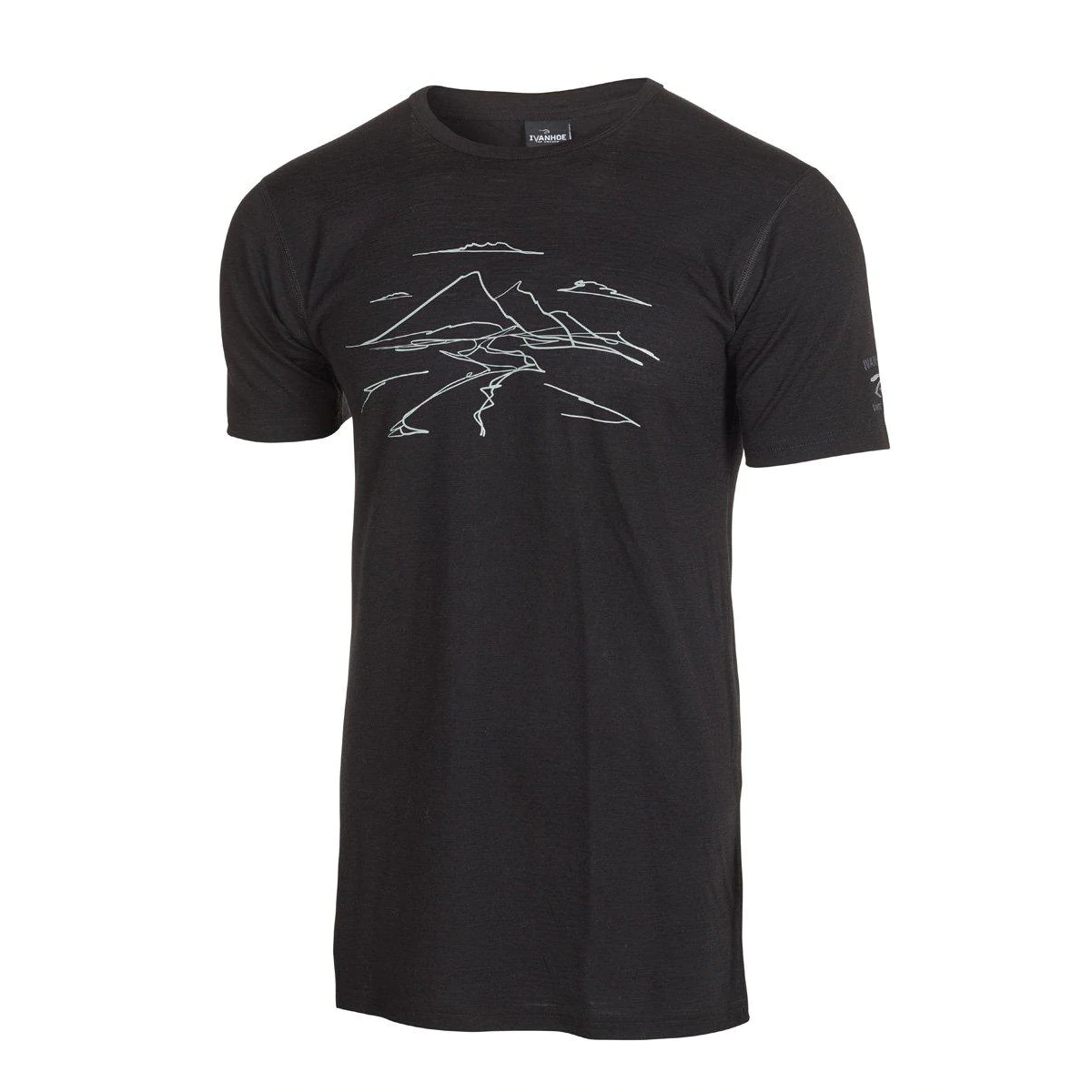 Ivanhoe t-shirt Agaton Mountain voor heren - 100% merino wol - Zwart