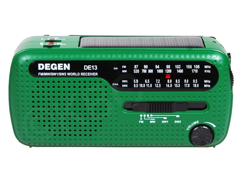 Degen Solar, crank, zaklamp en radio in één DE13 - groen