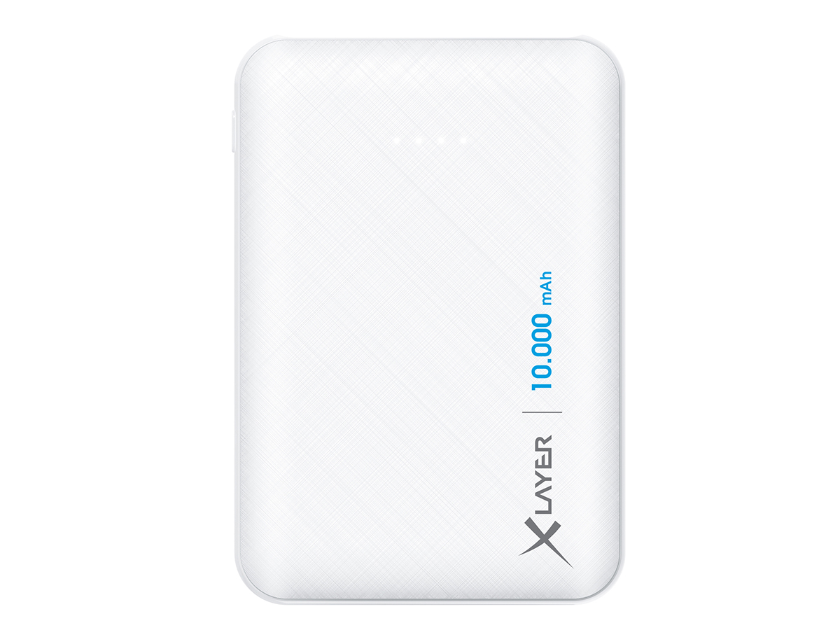 Xlayer Powerbank Micro White - 10000mAh powerbank LiPo - extreem compact 2 x USB - 1 x USB-C input - wit