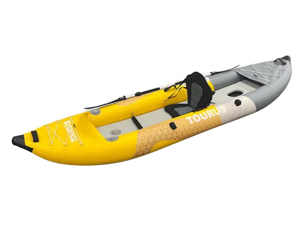 Tourus® Opblaasbare Kajak - High-end Premium Kayak - 1 persoons - Drop stitch - Bushcraft kayak opblaasbaar - 125KG draagkracht - Compleet met accessoires - Outdoor & avontuur