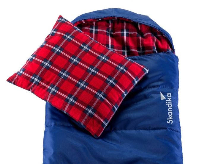 Skandika Dundee Flannel blauwe slaapzak met kussen