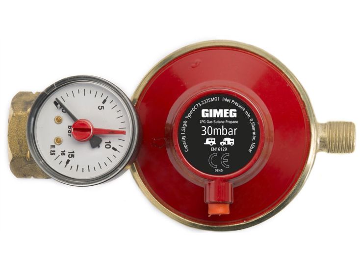 Gimeg 30 mbar 1/4" li gasdrukregelaar met manometer