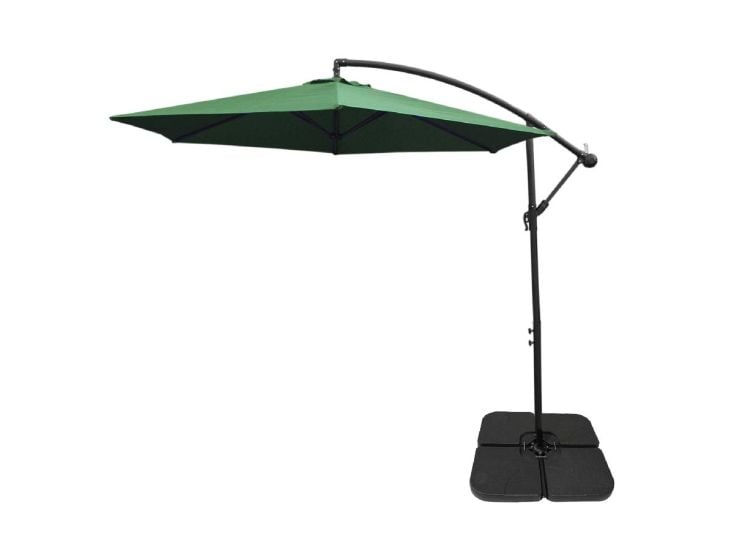 Zweefparasol + Vierkante Basis - Groen