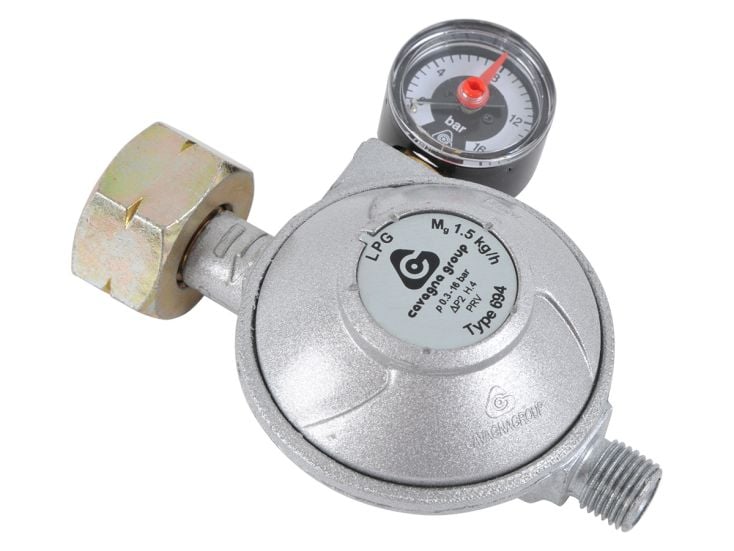 Obelink 30 mbar 1/4" links drukregelaar met manometer