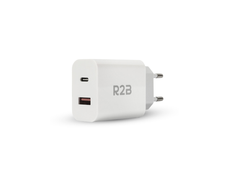 R2B 20W Witte USB A & USB C Oplader